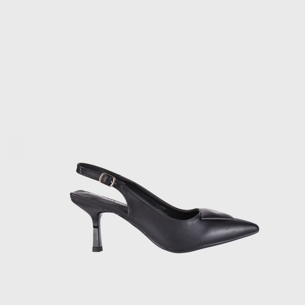 Black Leather Sandal Heels
