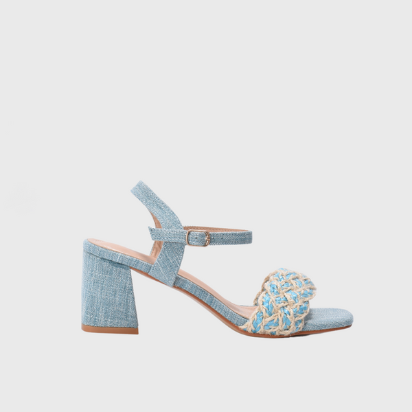 Braided Sandals with A buckled Ankle Strap Blue