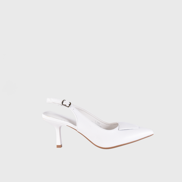 White Leather Sandal Heels