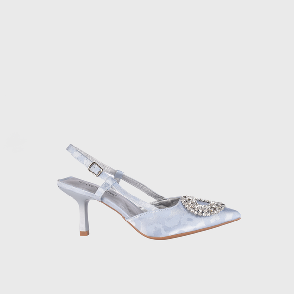 Sandal Buckle Mule With Slingback Strap Silver