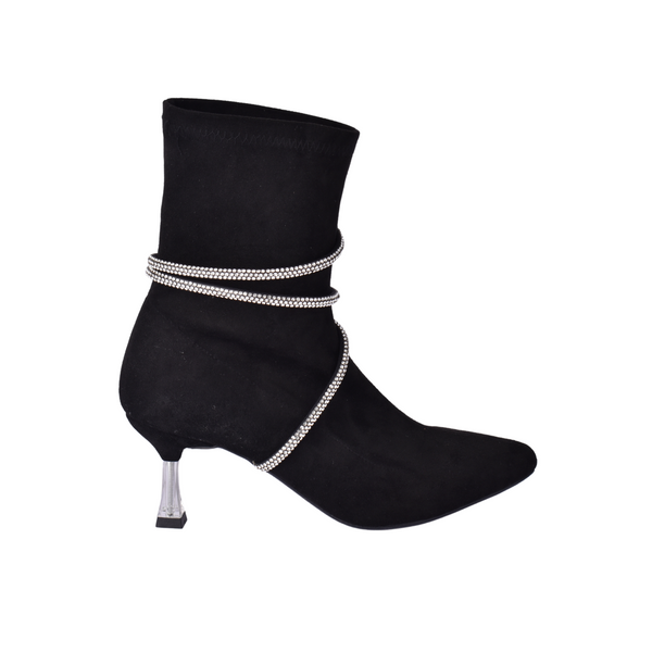 Suede Ankle Boots With Vinyl Heel