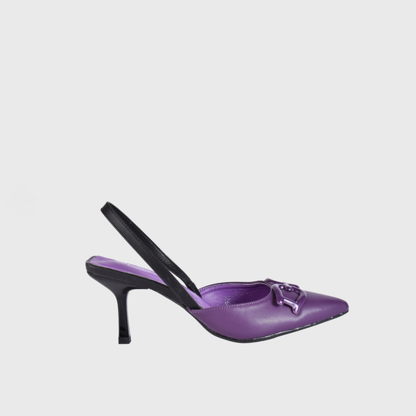 Purple Leather Sandal Heels