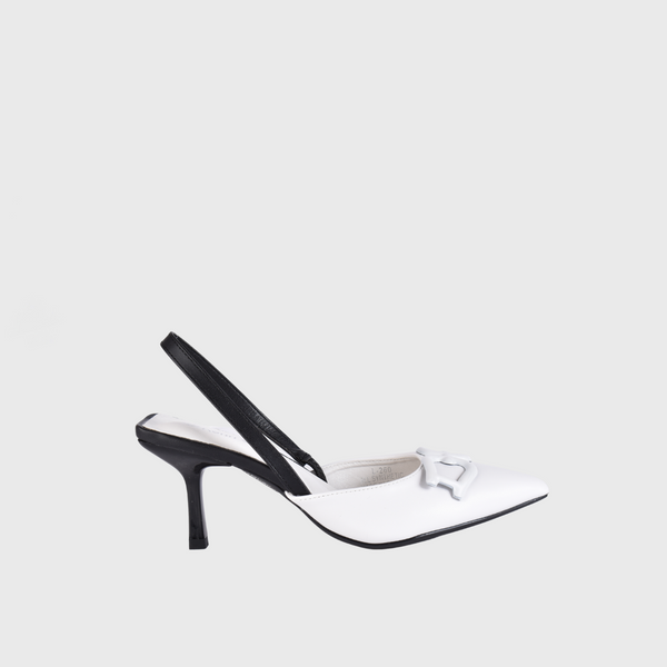 White Leather Sandal Heels
