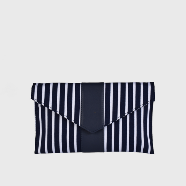 Mini Leather Navy Clutch with Straps