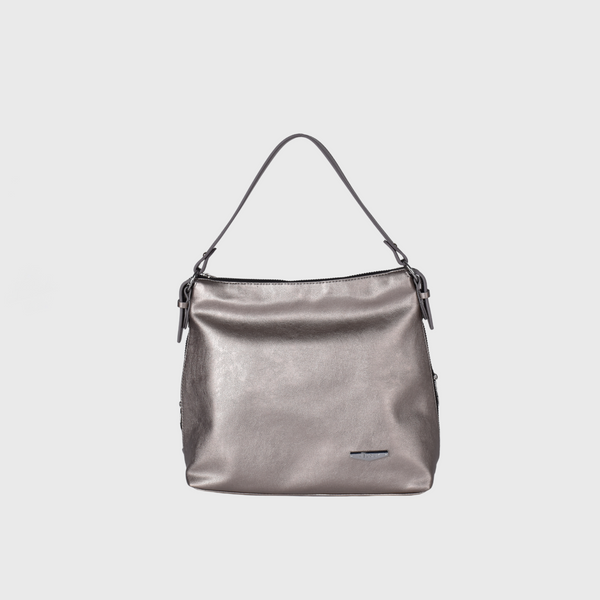Basic Shoulder Bag with Zipper Gray