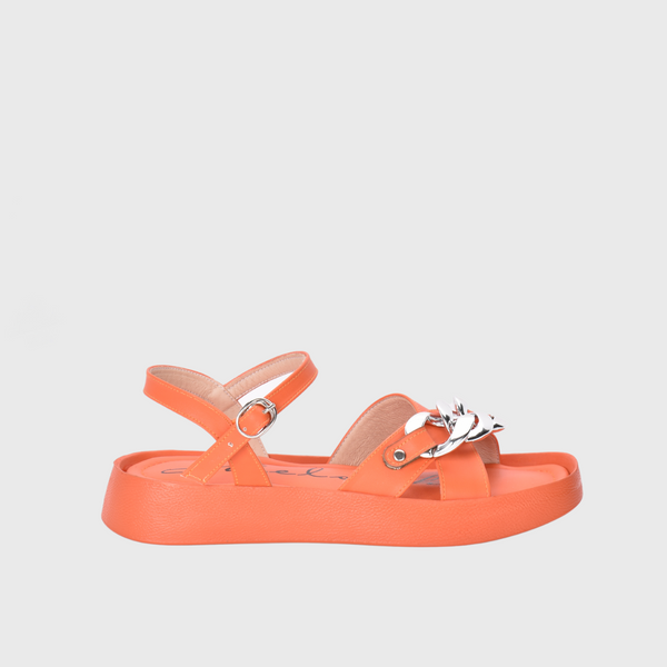 Orange Leather Platform Sandals