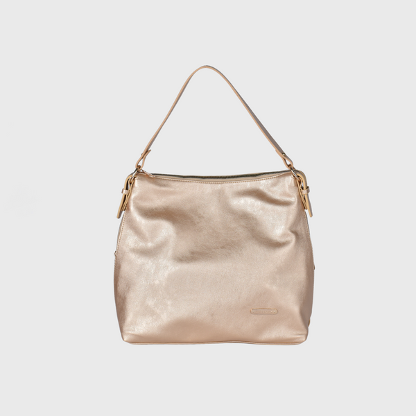 Basic Shoulder Bag with Zipper Gold