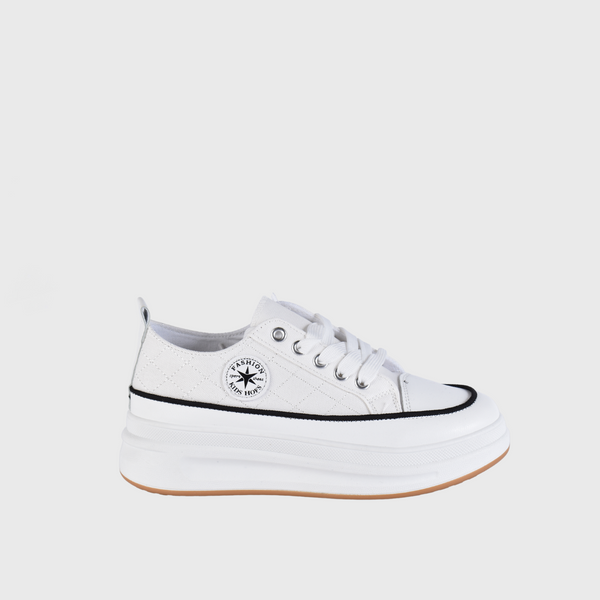 Lace Up Canvas & Leather Comfortable Sneakers
