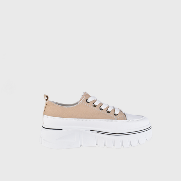 Beige Fashionable Sneaker with Trims
