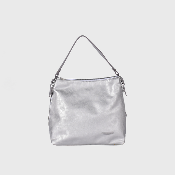 Basic Shoulder Bag with Zipper Silver