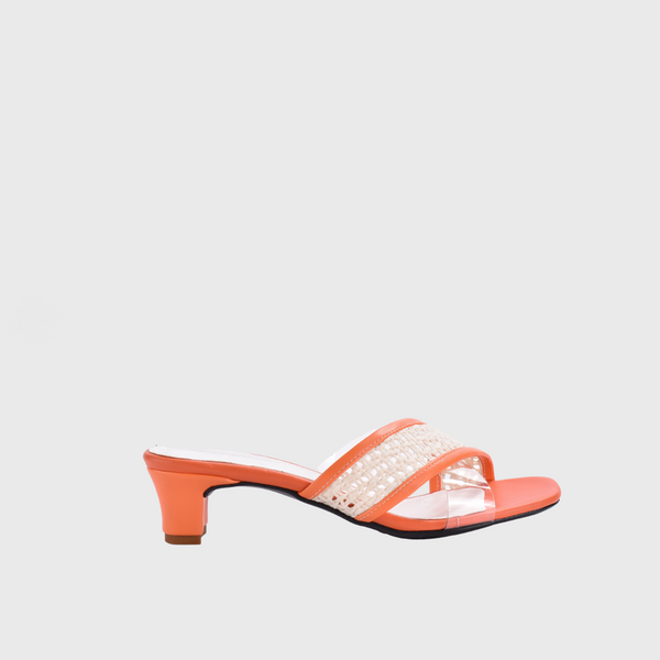 Slipper Transperant Small Heel  Orange