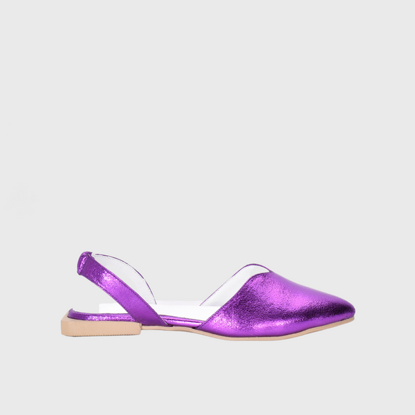 Embossed leather Sandal Flat Bright Purple