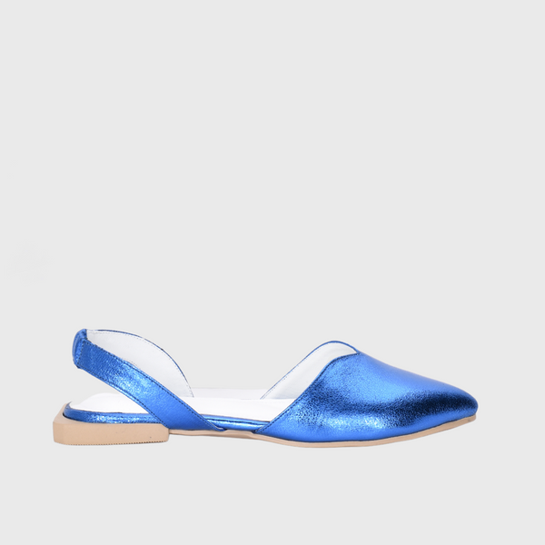 Embossed leather Sandal Flat Blue