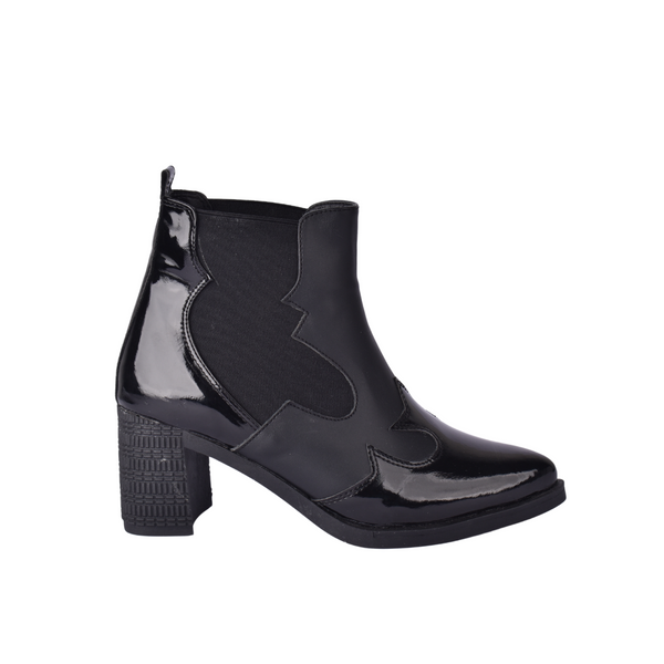 Leather Elastic Side Half Boot