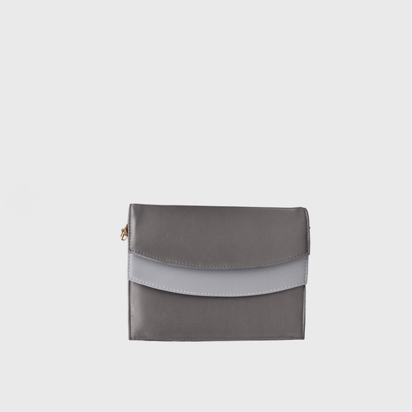 Embellished Satin Shoulder Bag Gray