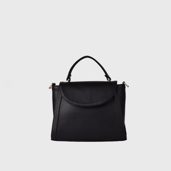 Black Leather Handbag with Handle
