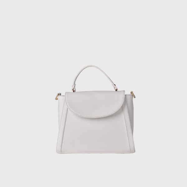 White Leather Handbag with Handle