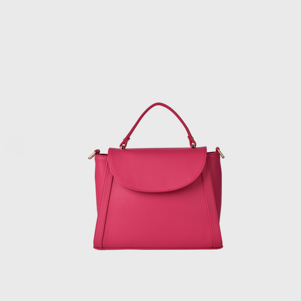 Fuchsia Leather Handbag with Handle