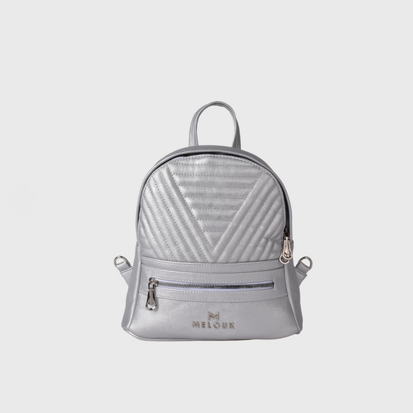 Backpack Leather Bag Silver