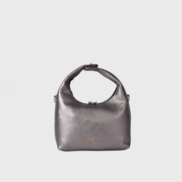 Gray Classic Leather Handbag