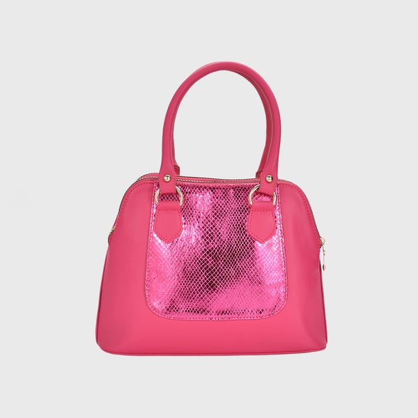 Fuchsia Classic Leather Handbag