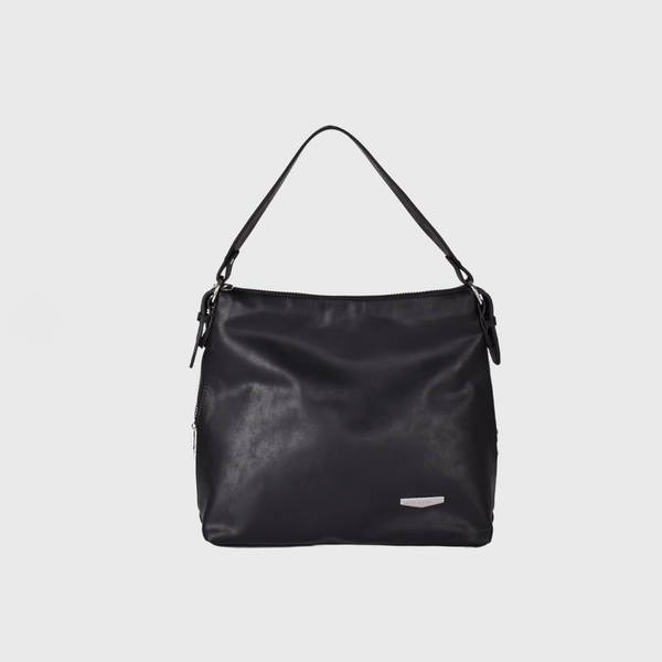Black Basic Shoulder Bag with Zipper