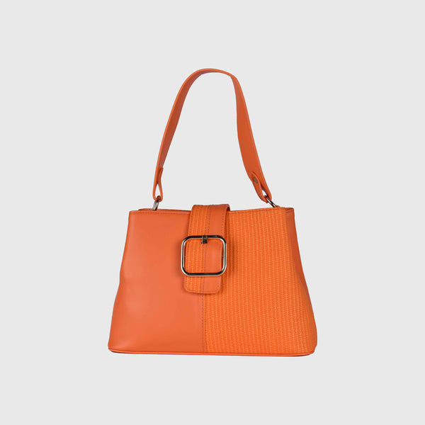 Basic Orange Leather Shoulder Bag