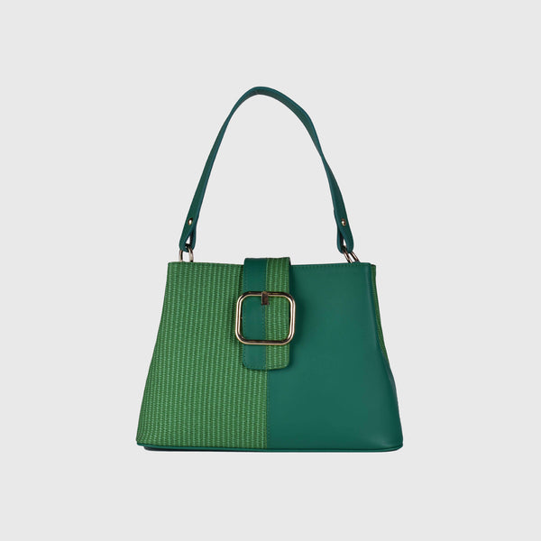 Basic Green Leather Shoulder Bag