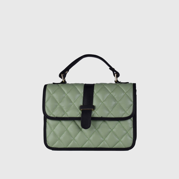 Green Leather Hand Bag with Handle