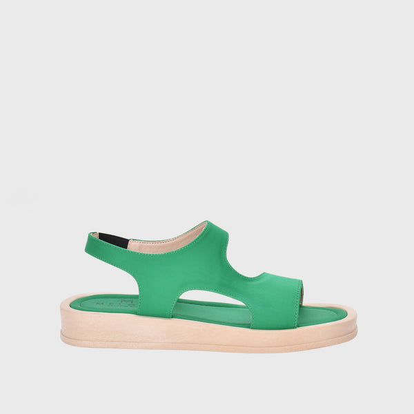 Flat Open Toe Sandal With Straps Green