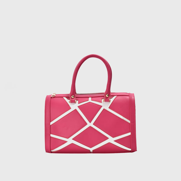 Fuchsia Leather Handbag with Details