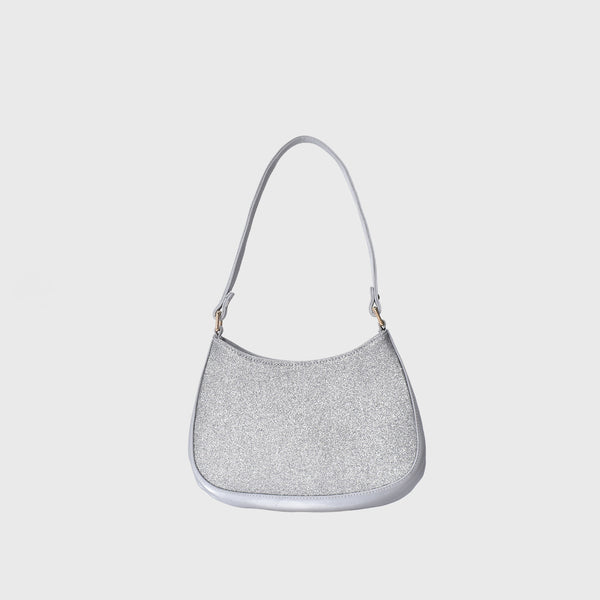 Crystal-Embellished Clutch Bag Silver