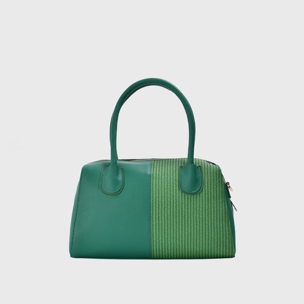 Green Embossed Leather Handbag