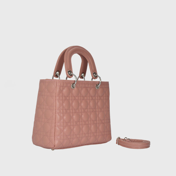 Lined Leather Handbag Light pink