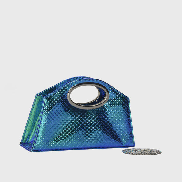 Embossed Leather Clutch Blue