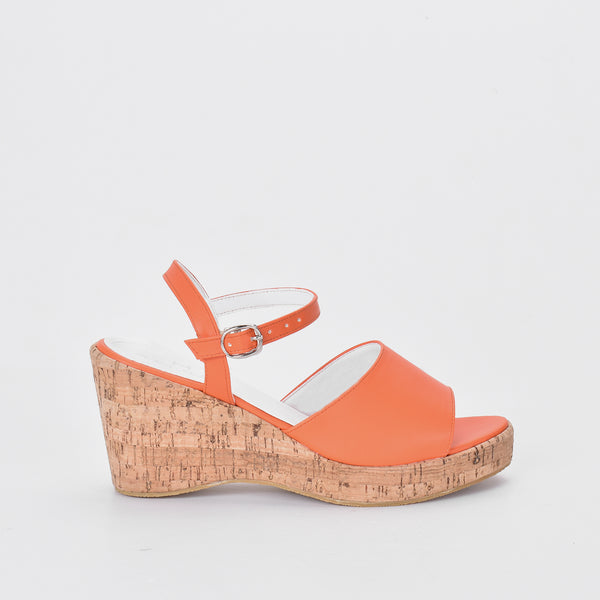 Orange Embossed Heeled Sandal