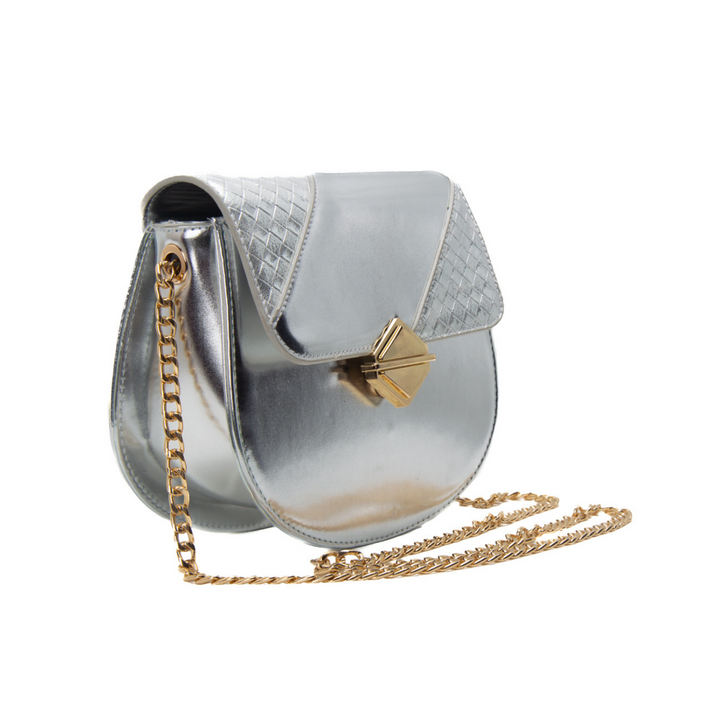 Basic Silver Leather Shoulder Bag - Melouk