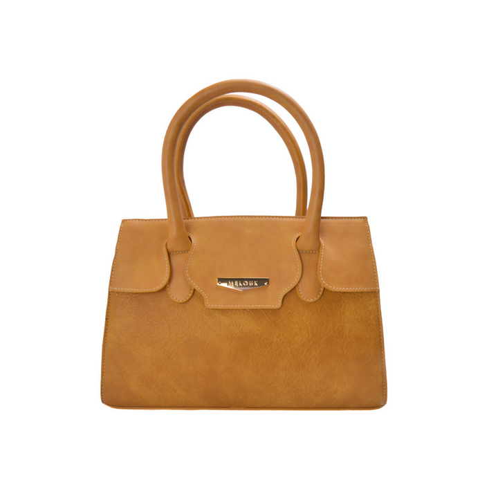 Camel Classic Leather Handbag - Melouk