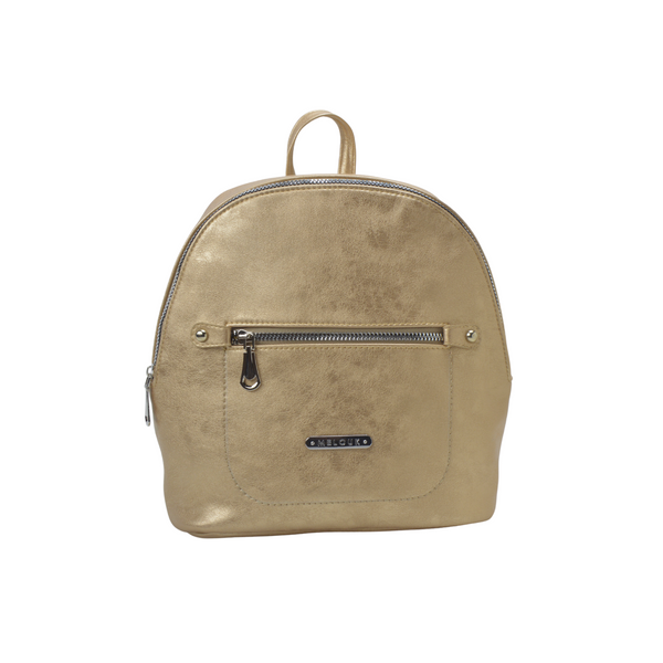 Gold Leather Backpack with Pocket