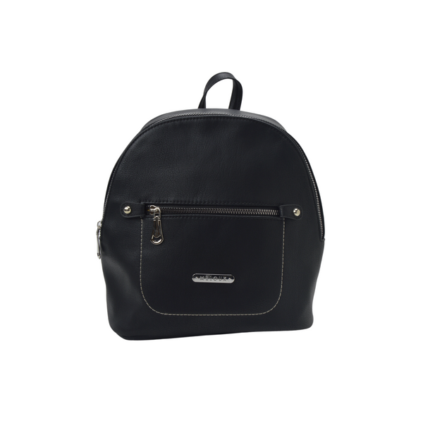 Black Leather Backpack with Pocket