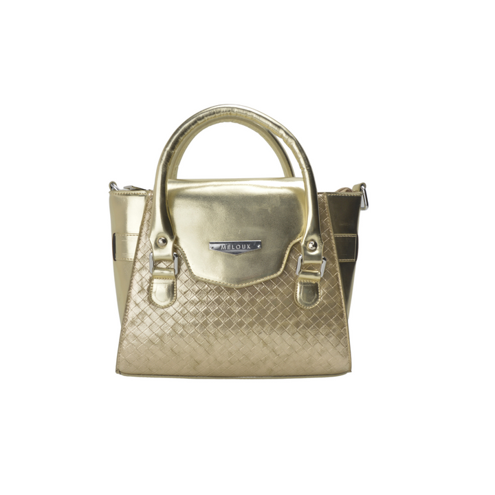 Gold Embossed Leather Handbag - Melouk