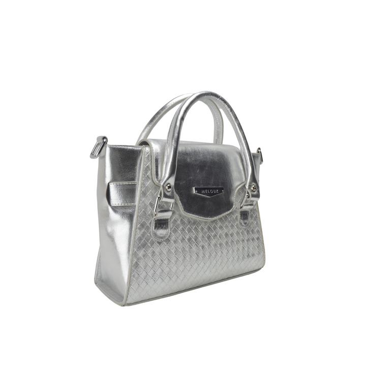 Silver Embossed Leather Handbag - Melouk