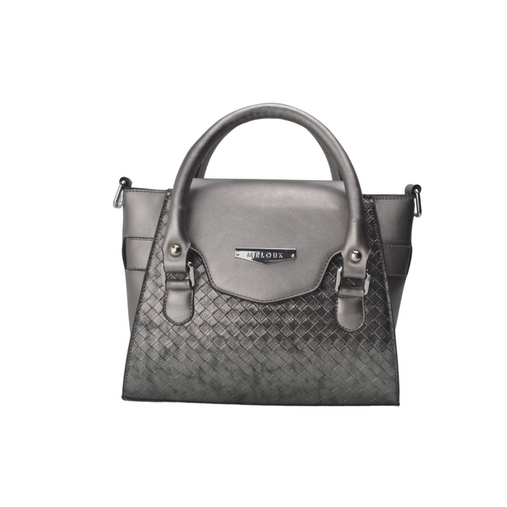 Gray Embossed Leather Handbag - Melouk