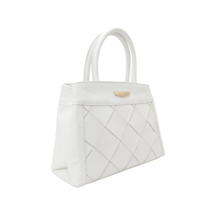White Embossed Leather Handbag - Melouk