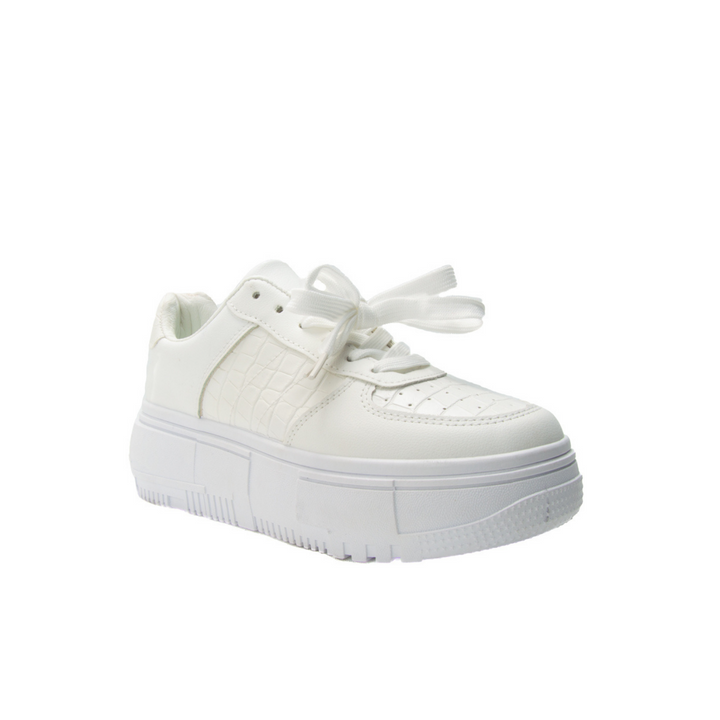 Lace up Leather Sneaker White - Melouk