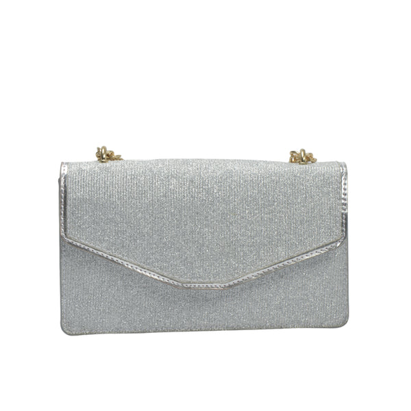 Silver Simple Leather Clutch