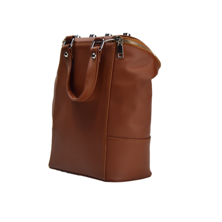 Camel Leather Backpack with Studs - Melouk