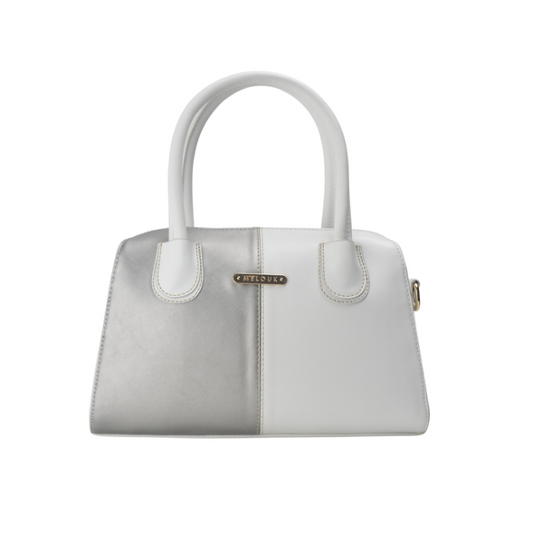 White Embossed Leather Handbag - Melouk
