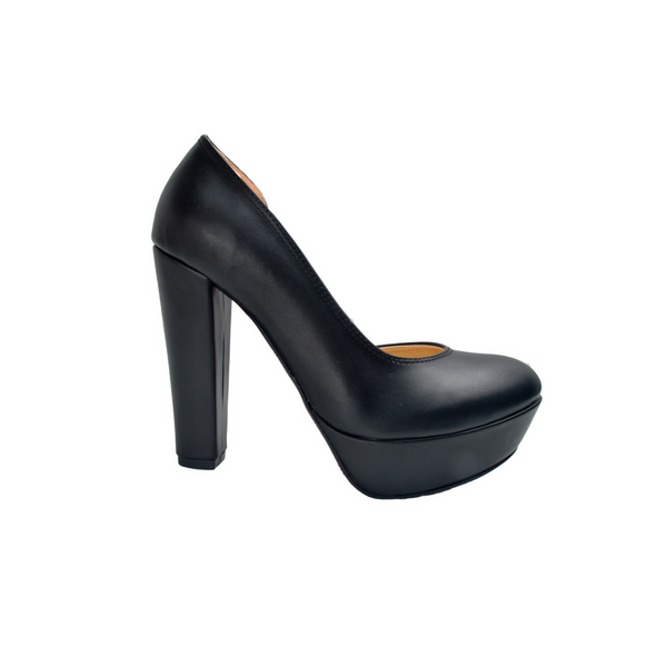 Elegant Leather High Heels Shoe Black - Melouk