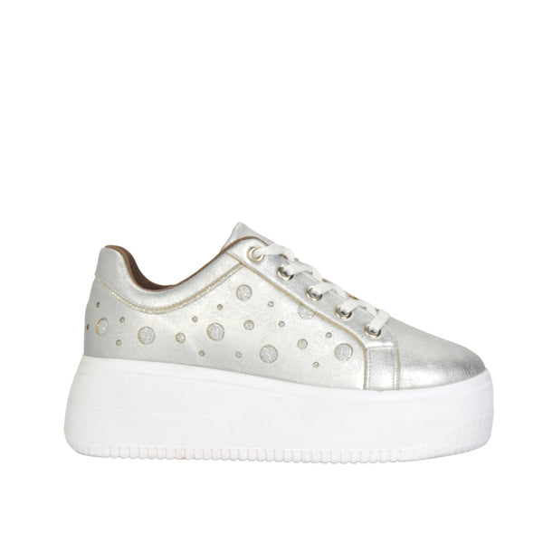 Silver Fashionable Sneaker with Trims